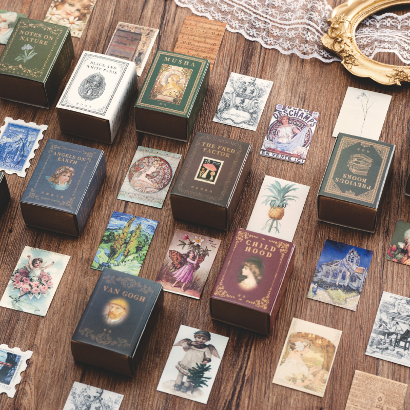 Collectible Vintage Greeting Cards - 100pcs Vintage Stamp Book collection series