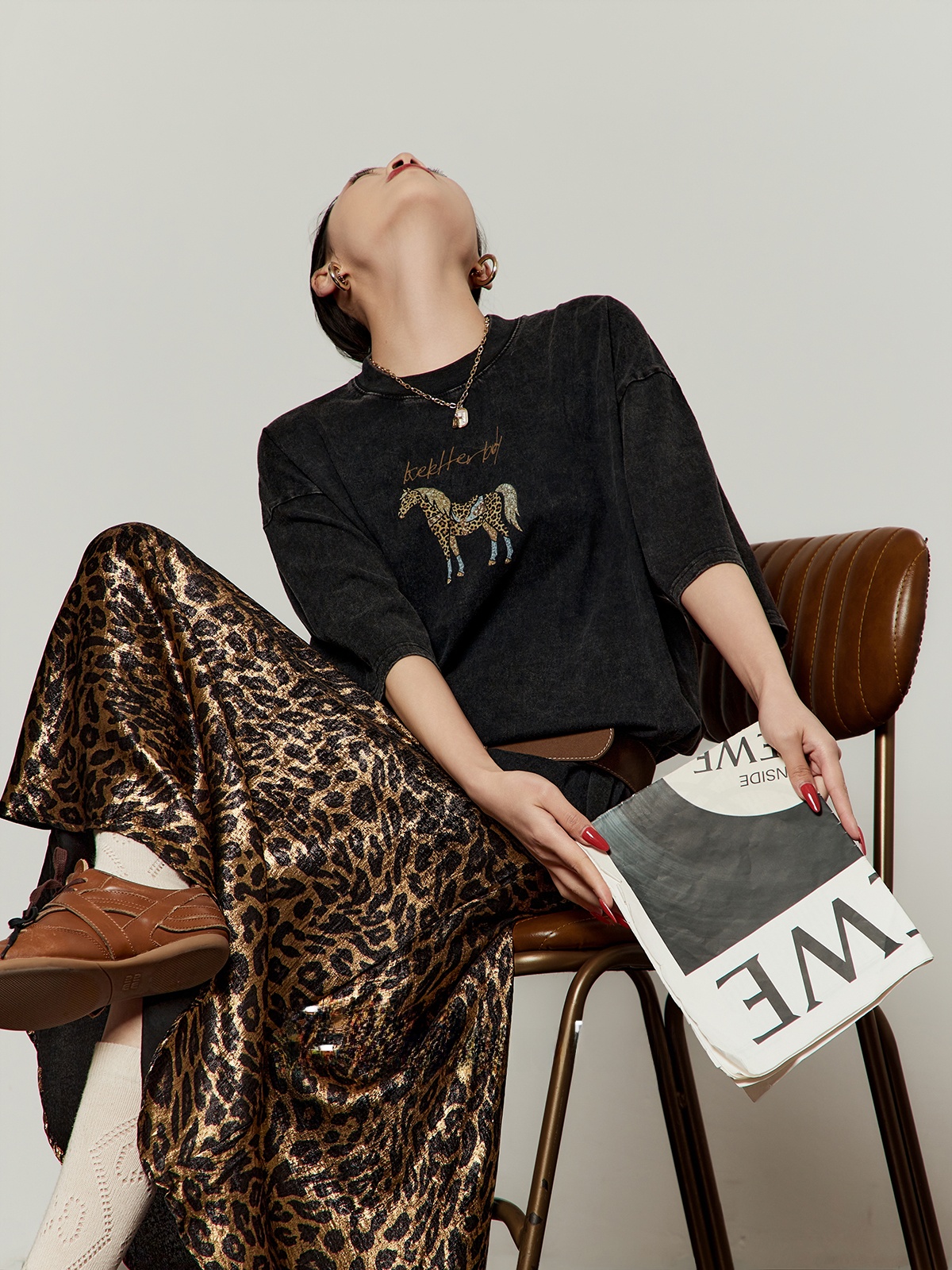 Black Leopard Print Short Slee - Collectible Vintage T Shirts recensie en prijs